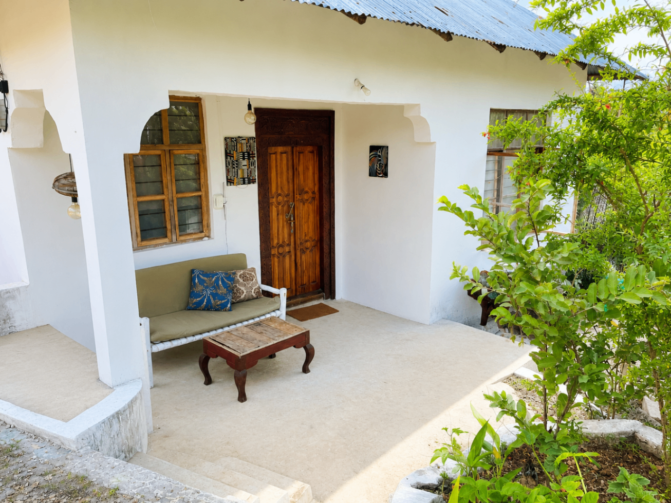 Veranda of the Garden House with carved Zanzibari door